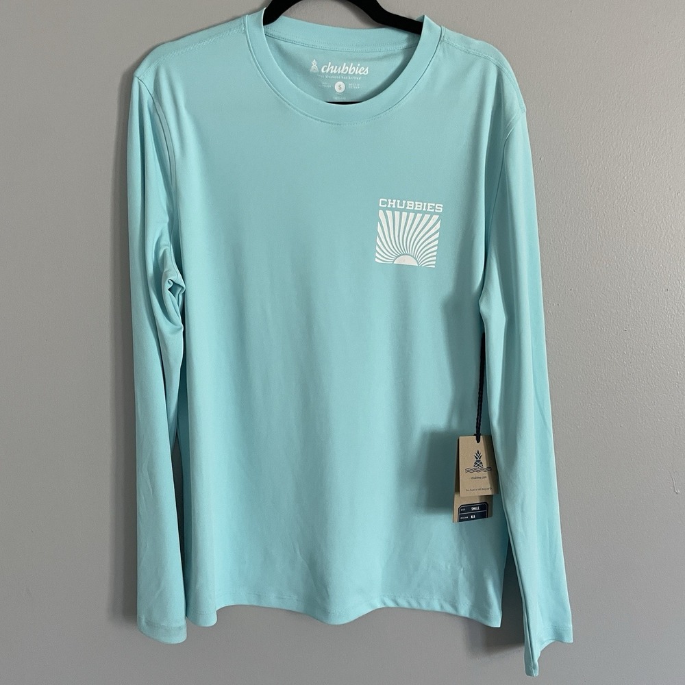 NWT - Chubbies Kind of‎ a Big Teal Sun Crew Sun Shirt Rashguard UPF 50+ - Size S